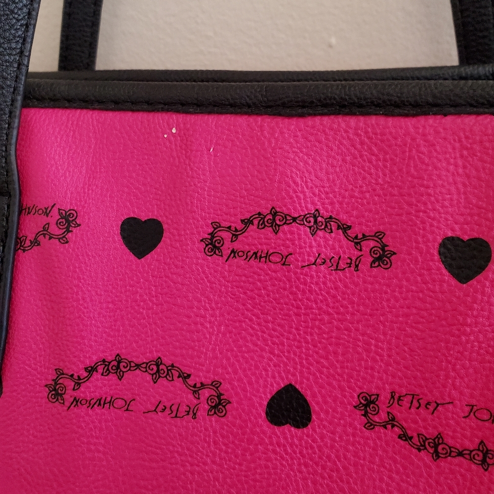 Betsey Johnson pink tote w/gold studs HOT!! - Picture 4 of 8